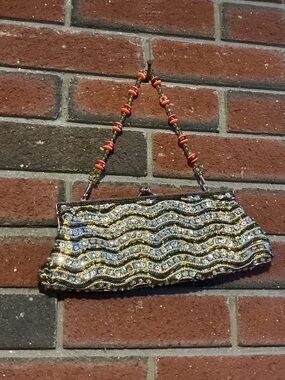 Embellished Gold Sequin Beaded Evening Clutch